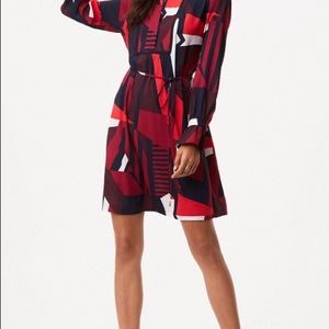 LOFT Petite Abstract Swing Shirtdress